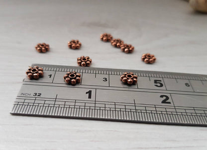 6mm Genuine Copper Daisy Spacer Bali Beads | 10 pcs