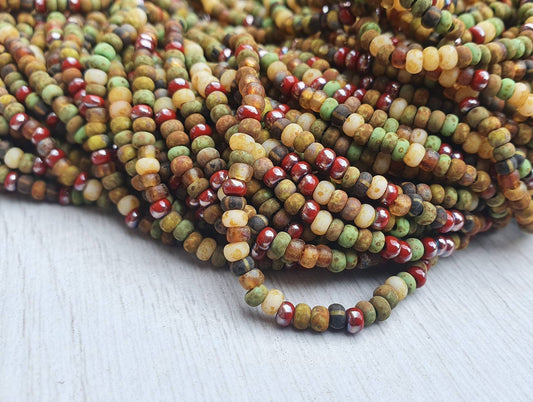 8/0 Matted Moxie Picasso Seed Bead Mix | 3.1mm Beads | Full Strand