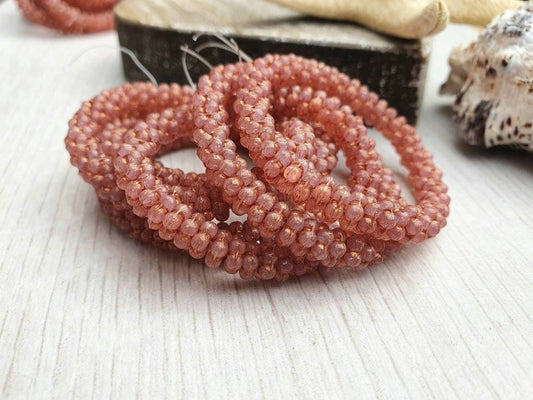 5mm Dusty Rose with a Copper Wash Forget-me-Not Spacer Beads | Full Strand of 50 Beads
