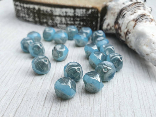 9mm Sky Blue Baroque Beads with a Silver Finish | 10 Beads