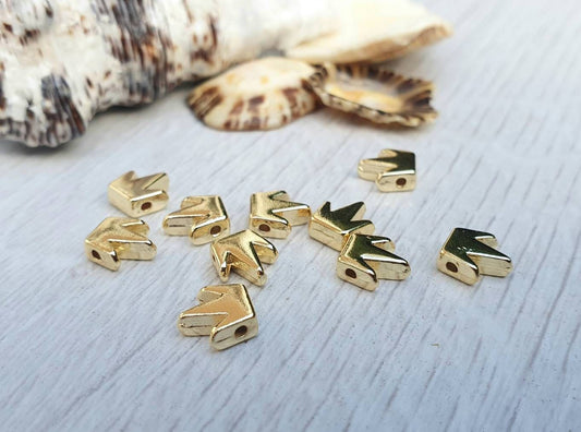 7 x 7mm Gold Plated Crown Spacer Beads | 10Pcs