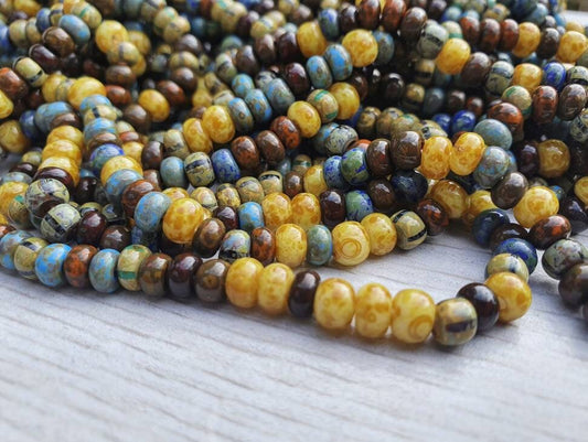 4/0 Aged Bermuda Picasso Seed Beads | 5mm Beads | Full Strand