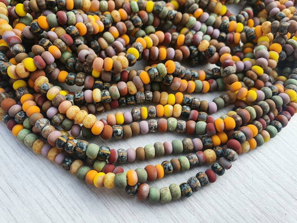 5/0 Matted Candy Corn Picasso Seed Beads | 4.5mm Beads | Full Strand