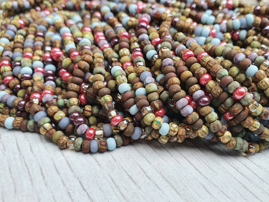 8/0 Aged Matted Zen Picasso Seed Bead Mix | 3.1mm Beads | Full Strand