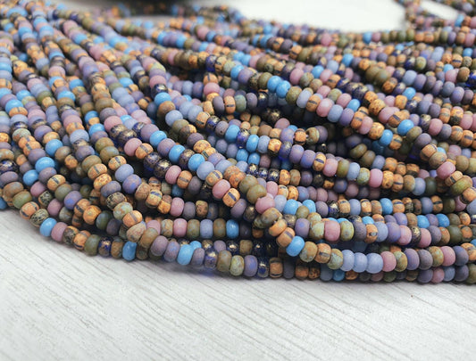 8/0 Dark Frost Picasso Seed Bead Mix | 3.1mm Beads | Full Strand