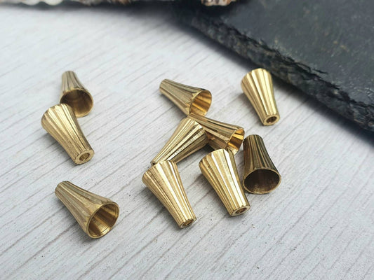 12 x 7mm Raw Brass Textured End Caps | Bead Caps | 10 Pc