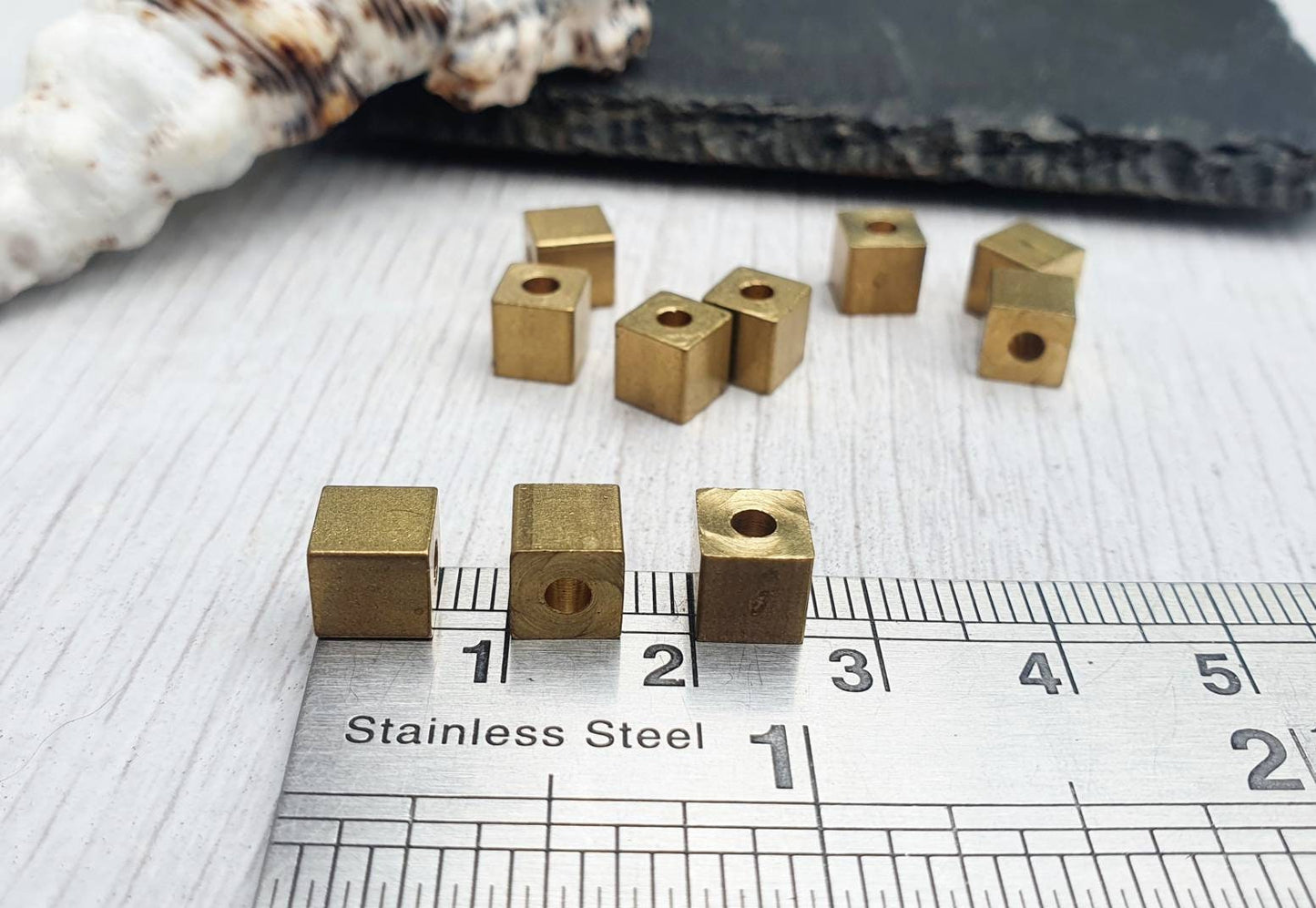 6mm Raw Brass Cube Beads | Square Brass Beads | 10 Pcs