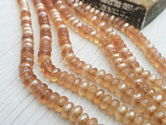 4 x 7mm Rondelle Beads in Sapphirite with an Etched Finish | Full Strand of 50 Beads