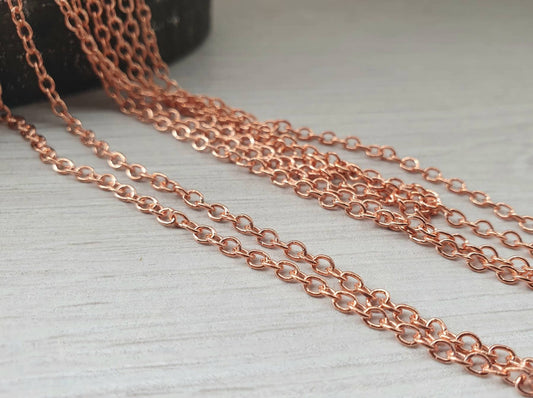 5/10 ft of 2.4mm Genuine Copper OVAL Soldered Cable Chain | 3.2mm x 2.4mm Links