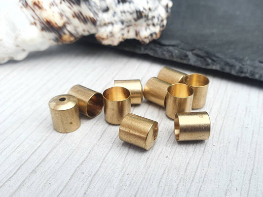 8 x 7mm Raw Brass End Caps | Bead Caps | 10 Pc