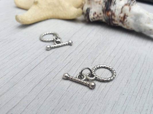 Matte Silver Plated Twisted Toggle Clasp | 2 Sets