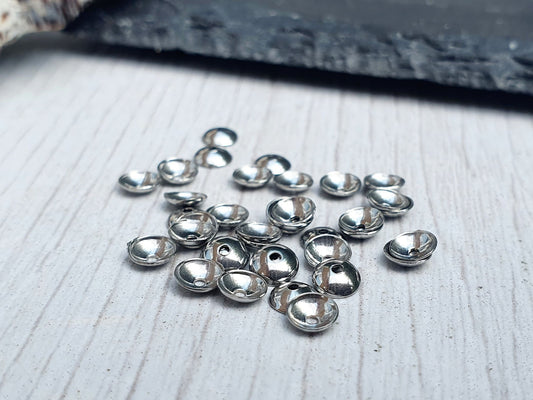 4mm Stainless Steel Bead Caps | 40 Pcs