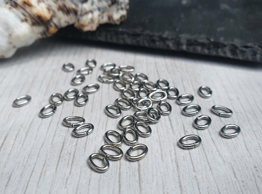 4 x 6mm Stainless Steel Oval Jump Rings | 18g Wire | 30 Pcs