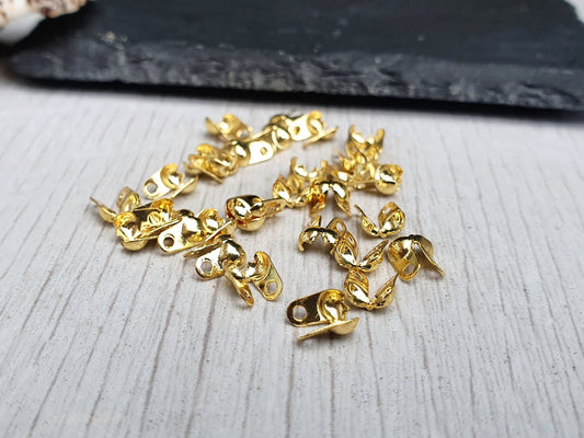 18K Gold Plated 2.5mm Ball Chain Side Opening Bead Tips | 30 Pcs