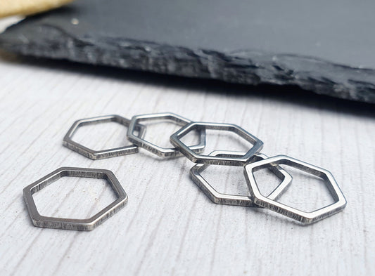 12 x 14mm Stainless Steel Hexagon Frame | Geometric Connectors | 6 Pcs
