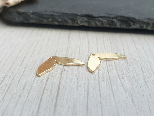 16 x 10mm 14K Gold Plated Whale Tail Charm | Gold Plated Findings | 2 Pcs