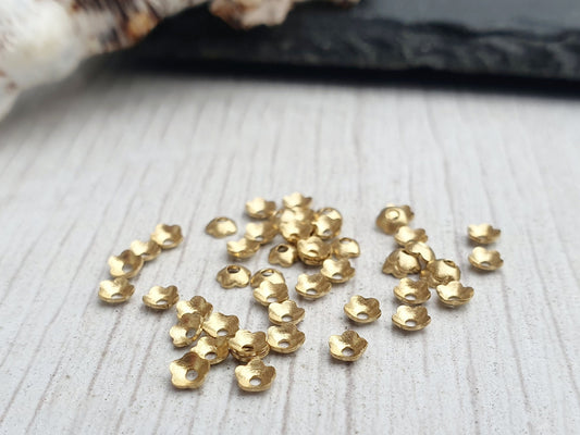 3mm Raw Brass Flower Bead Caps | Flower Embellishments | 50 Pcs
