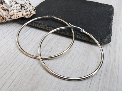 55mm Stainless Steel Hoop Ear Wires | Hoop Earrings | 1 Pair