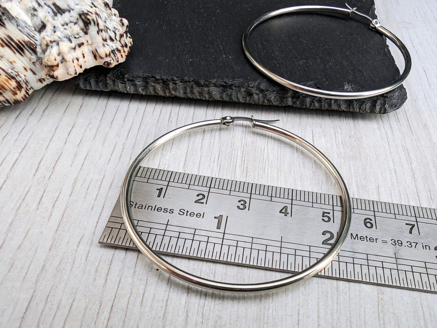 55mm Stainless Steel Hoop Ear Wires | Hoop Earrings | 1 Pair