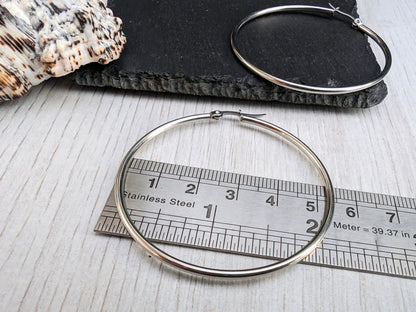 55mm Stainless Steel Hoop Ear Wires | Hoop Earrings | 1 Pair
