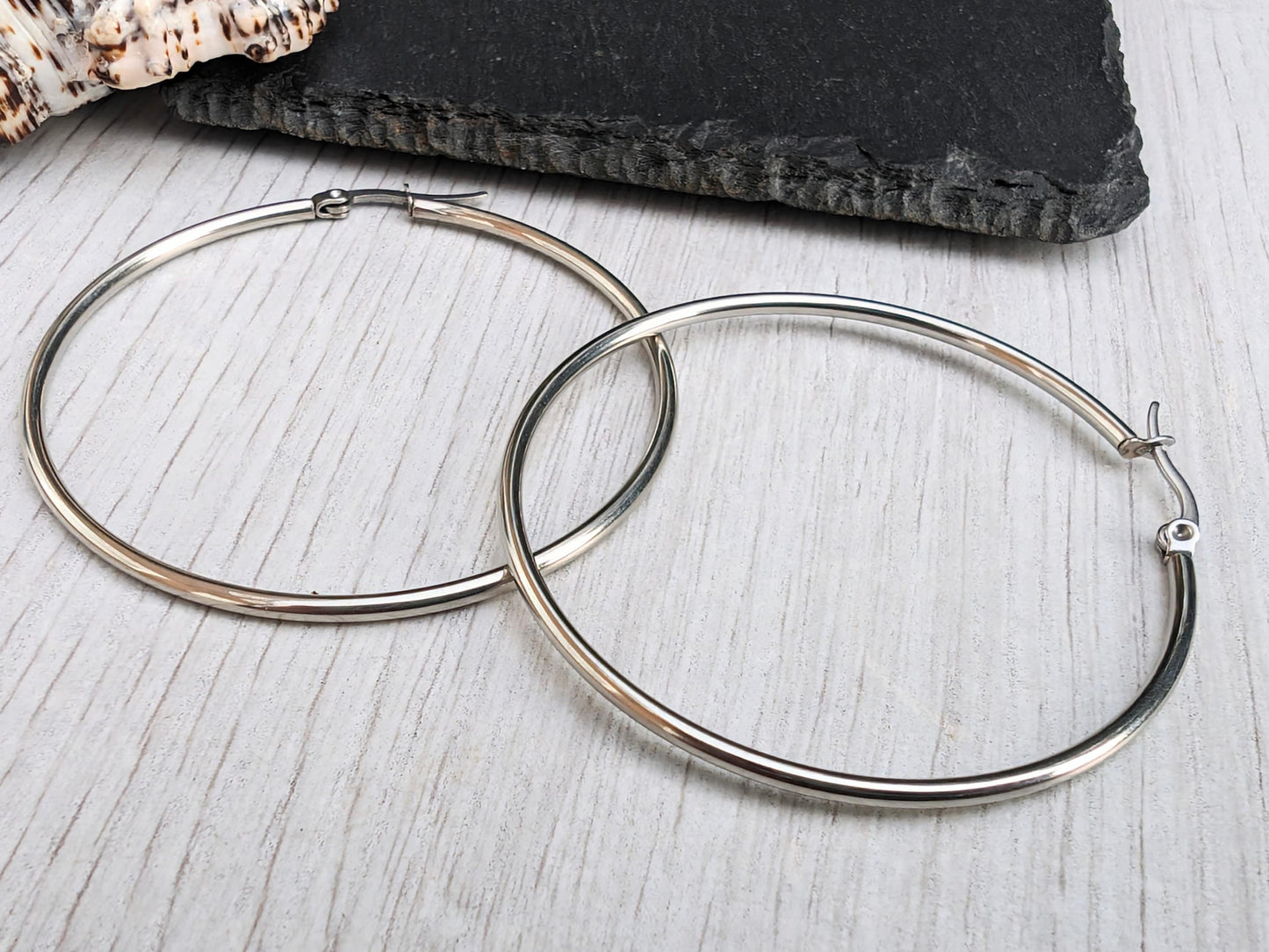 55mm Stainless Steel Hoop Ear Wires | Hoop Earrings | 1 Pair