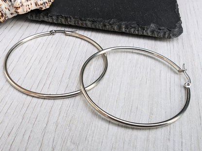 55mm Stainless Steel Hoop Ear Wires | Hoop Earrings | 1 Pair