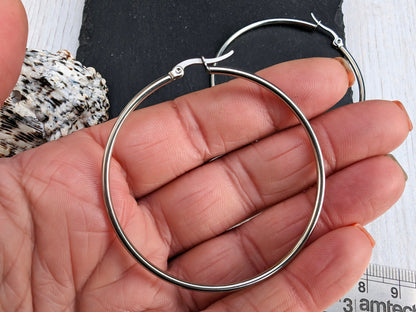 55mm Stainless Steel Hoop Ear Wires | Hoop Earrings | 1 Pair