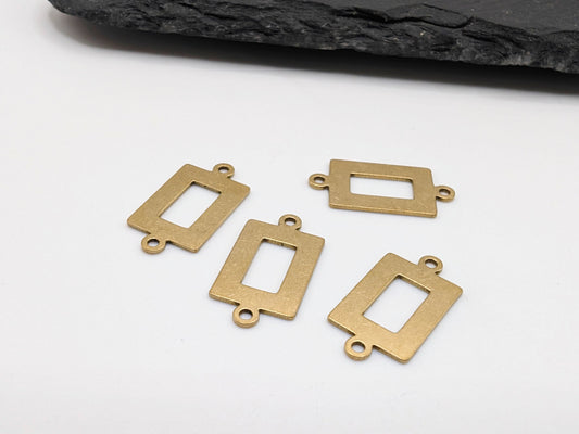 18 x 9mm Raw Brass Open Rectangle Connectors | 4 Pcs