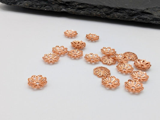 20 x 6mm Genuine Copper Bead Caps | Genuine Copper Findings | Flower Embellishments